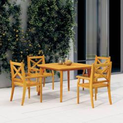 Ensemble à manger de jardin 5 pcs Bois d'acacia solide alsavelo