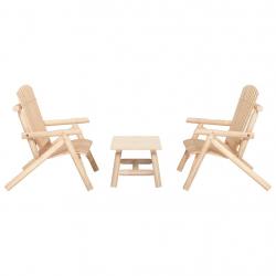 salon de jardin 3 pcs bois massif d'épicéa alsavelo