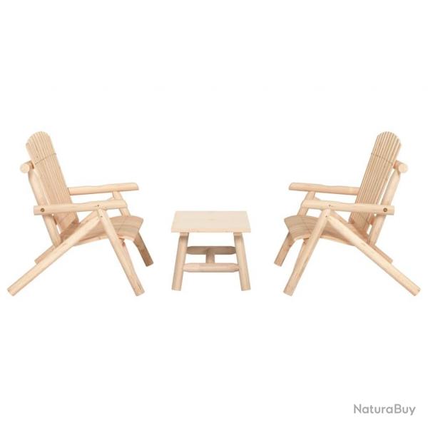 salon de jardin 3 pcs bois massif d'pica alsavelo