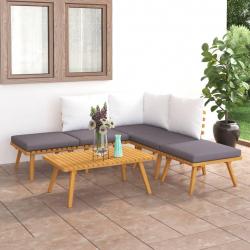 Salon de jardin 6 pcs bois d'acacia solide alsavelo