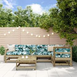 Salon de jardin 6 pcs bois de pin imprégné alsavelo