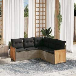 Salon de jardin 5 pcs avec coussins gris résine tressée alsavelo