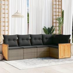 Salon de jardin 5 pcs avec coussins gris résine tressée alsavelo