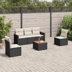 Salon de jardin 6 pcs avec coussins noir résine tressée alsavelo