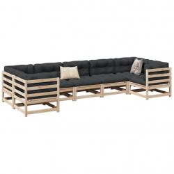 Salon de jardin 7 pcs bois de pin massif alsavelo