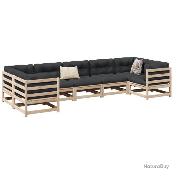 Salon de jardin 7 pcs bois de pin massif alsavelo