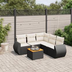 Salon de jardin 6 pcs avec coussins noir résine tressée alsavelo
