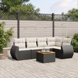 Salon de jardin 6 pcs avec coussins noir résine tressée alsavelo