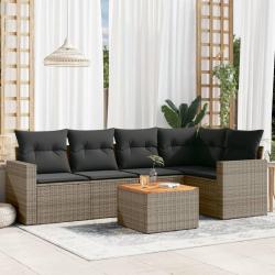 Salon de jardin 6 pcs avec coussins gris résine tressée alsavelo