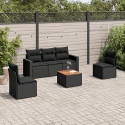 Salon de jardin 6 pcs avec coussins noir résine tressée alsavelo