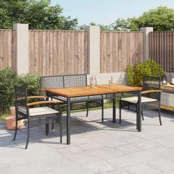 Ensemble à manger de jardin 4 pcs avec coussins noir alsavelo