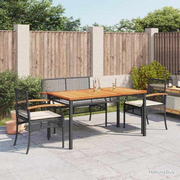 Ensemble  manger de jardin 4 pcs avec coussins noir alsavelo