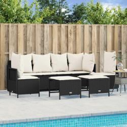 Salon de jardin 5 pcs avec coussins noir résine tressée alsavelo