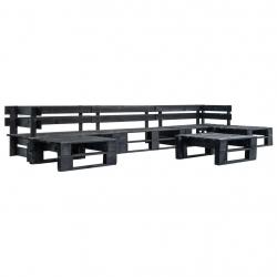 Canapés de jardin palette 6 pcs Noir Bois alsavelo
