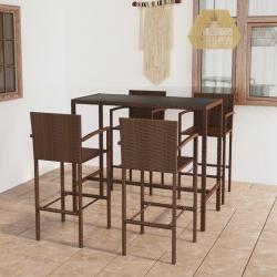 bar de jardin 5 pcs Résine tressée Marron alsavelo