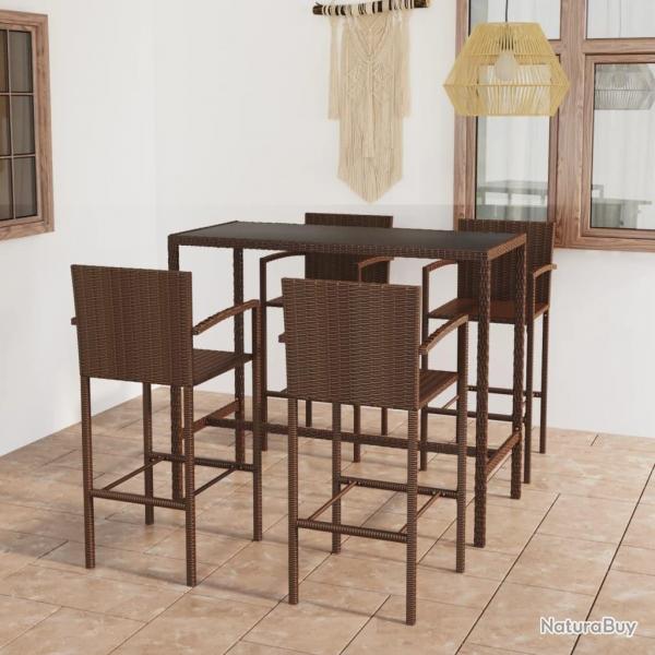 bar de jardin 5 pcs Rsine tresse Marron alsavelo