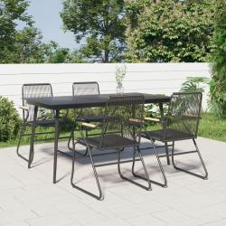 Ensemble à manger de jardin 5 pcs Noir Rotin PVC alsavelo