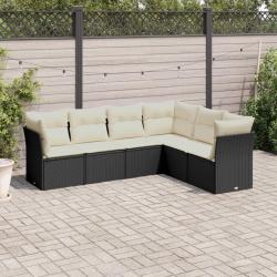 Salon de jardin 6 pcs avec coussins noir résine tressée alsavelo
