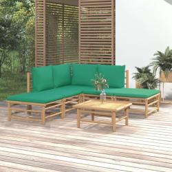 Salon de jardin 6 pcs avec coussins vert bambou alsavelo