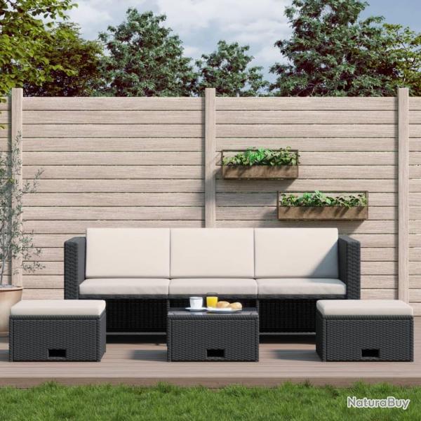 Salon de jardin 4 pcs avec coussins Rsine tresse Noir alsavelo