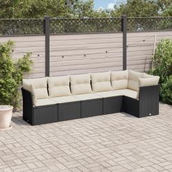 Salon de jardin 6 pcs avec coussins noir résine tressée alsavelo