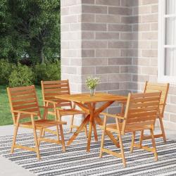 Ensemble à manger de jardin 5 pcs Bois d'acacia massif alsavelo