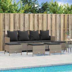 Salon de jardin 5 pcs avec coussins gris clair résine tressée alsavelo