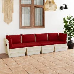 Canapé palette à 4 places de jardin avec coussins Bois d'épicéa alsavelo