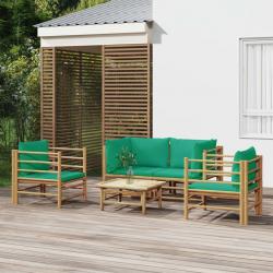 Salon de jardin 5 pcs avec coussins vert bambou alsavelo