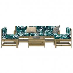 Salon de jardin 6 pcs bois de pin imprégné alsavelo