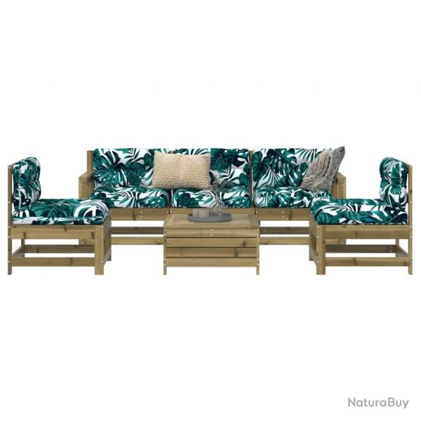 Salon de jardin 6 pcs bois de pin imprgn alsavelo