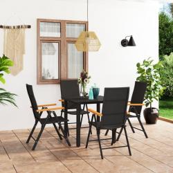 Ensemble à manger de jardin 5 pcs noir et marron alsavelo