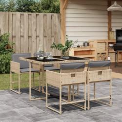 Ensemble à manger de jardin coussins 5 pcs mélange beige rotin alsavelo