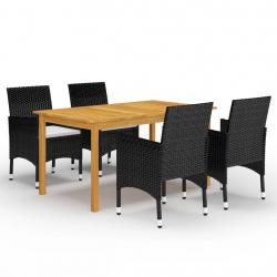 Ensemble à manger de jardin 5 pcs Noir alsavelo