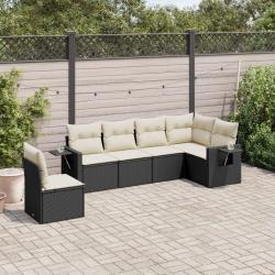 Salon de jardin 6 pcs avec coussins noir résine tressée alsavelo