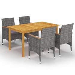Ensemble à manger de jardin 5 pcs Gris alsavelo