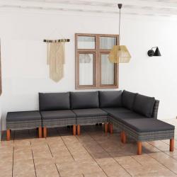 Salon de jardin 6 pcs avec coussins Résine tressée Gris alsavelo