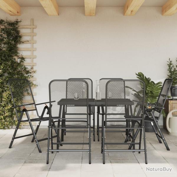 Ensemble  manger de jardin 7 pcs anthracite mtal maille alsavelo