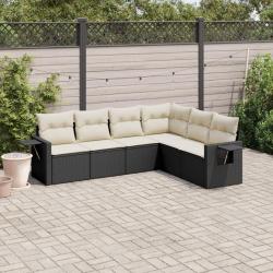 Salon de jardin 6 pcs avec coussins noir résine tressée alsavelo
