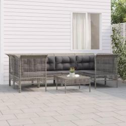 Salon de jardin 7 pcs avec coussins Gris Résine tressée alsavelo
