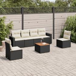 Salon de jardin 7 pcs avec coussins noir résine tressée alsavelo