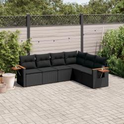 Salon de jardin 6 pcs avec coussins noir résine tressée alsavelo