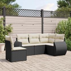 Salon de jardin 5 pcs avec coussins noir résine tressée alsavelo