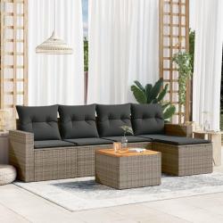 Salon de jardin 6 pcs avec coussins gris résine tressée alsavelo