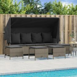 Salon de jardin 5 pcs avec coussins gris clair résine tressée alsavelo