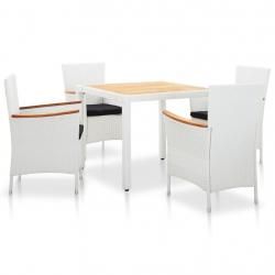 Salon de jardin 5 pcs résine tressée blanc alsavelo