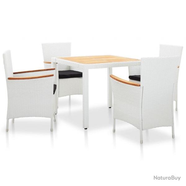 Salon de jardin 5 pcs rsine tresse blanc alsavelo