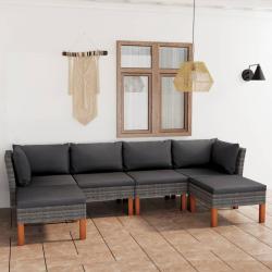 Salon de jardin 6 pcs avec coussins Résine tressée Gris alsavelo