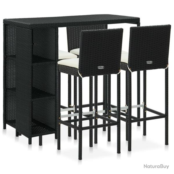 bar de jardin 5 pcs et coussins Rsine tresse Noir alsavelo