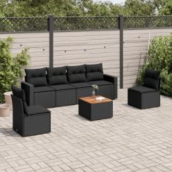 Salon de jardin 7 pcs avec coussins noir résine tressée alsavelo